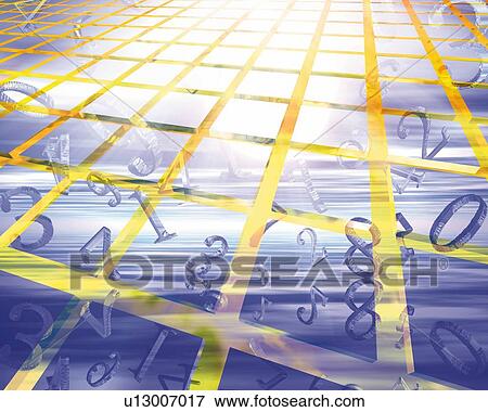 Crossed Lines and Numbers, CG, 3D View Large Illustration Stock Illustration - Crossed Lines and Numbers, CG, 3D. Fotosearch