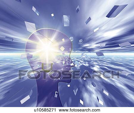 Clip Art - Cubes and Human Figure, CG, 3D, Lens Flare. Fotosearch