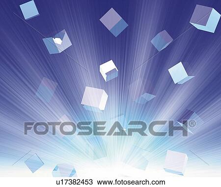 Cubes and Light, CG, 3D, Lens Flare View Large Illustration Drawing - Cubes and Light, CG, 3D, Lens Flare. Fotosearch