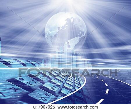 Future City, CG, 3D, Lens Flare View Large Illustration Stock Illustration - Future City, CG, 3D, Lens Flare. Fotosearch