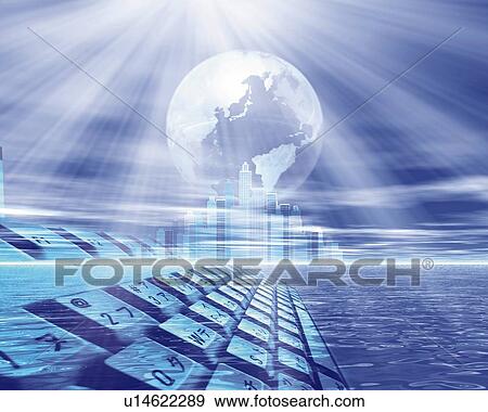 Future Image, CG, 3D, Low Angle View, Lens Flare View Large Illustration Stock Illustration - Future Image, CG, 3D, Low Angle View, Lens Flare. Fotosearch