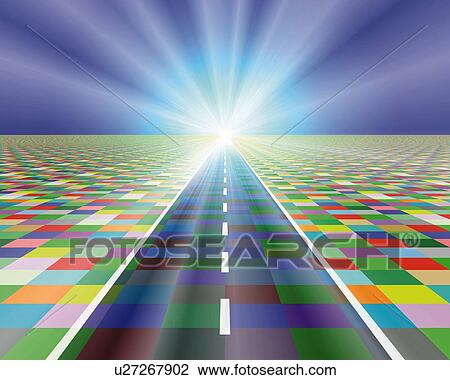 Light and Road, CG, 3D, Lens Flare View Large Illustration Drawing - Light and Road, CG, 3D, Lens Flare. Fotosearch