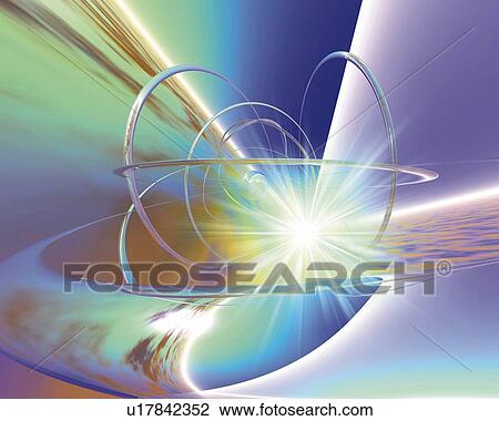 Drawing - Rings and Light, CG, 3D, Lens Flare. Fotosearch