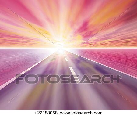 Sunshine and Road, CG, 3D, Lens Flare View Large Illustration Stock Illustration - Sunshine and Road, CG, 3D, Lens Flare. Fotosearch