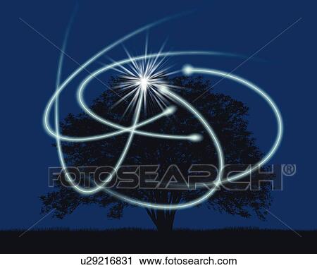 Clip Art - Tree and Lights, CG, 3D, Lens Flare. Fotosearch
