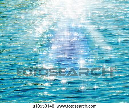 Water Surface and Sparkling Light, CG, 3D, Composite, Photography, Lens Flare View Large Illustration Stock Illustration - Water Surface and Sparkling Light, CG, 3D, Composite, Photography, Lens Flare. Fotosearch