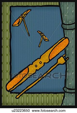 Bamboo-copters, front view View Large Illustration Clipart - Bamboo-copters, front view. Fotosearch