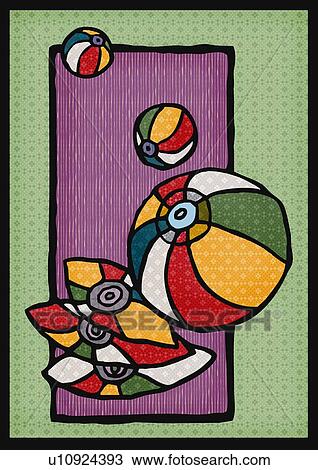 Drawing - Japanese paper balloons, front view. Fotosearch