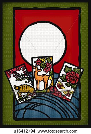 Stock Illustration - Japanese playing cards, front view. Fotosearch