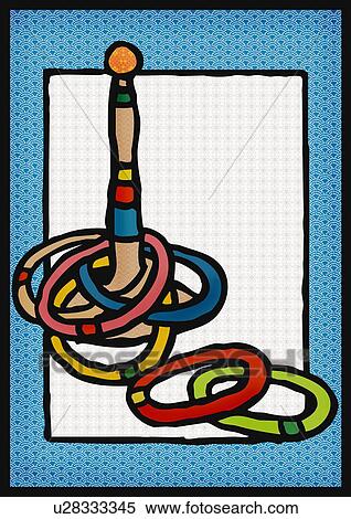 Stock Illustration - Japanese ring toss game, front view. Fotosearch