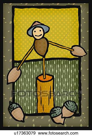Stock Illustration - Wooden balancing toy, front view. Fotosearch