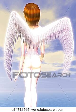 Angel, CG, 3D, Illustration, Rear View View Large Illustration Stock Illustration - Angel, CG, 3D, Illustration, Rear View. Fotosearch