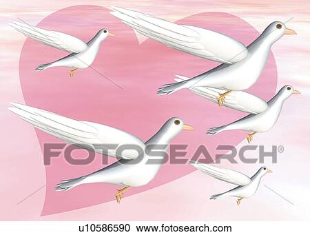 Flying Doves, CG, 3D, Illustration View Large Illustration Clipart - Flying Doves, CG, 3D, Illustration. Fotosearch
