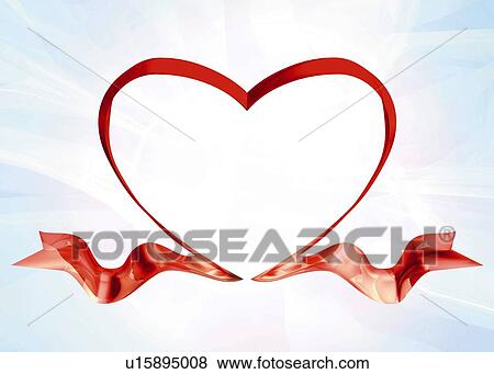 Stock Illustration - Heart Shaped Ribbon, CG, 3D, Illustration, Copy Space. Fotosearch