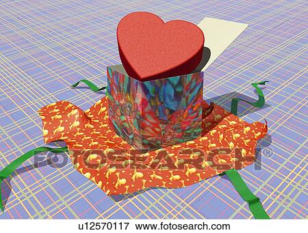 Opened Present Box, CG, 3D, Illustration, High Angle View View Large Illustration Stock Illustration - Opened Present Box, CG, 3D, Illustration, High Angle View. Fotosearch