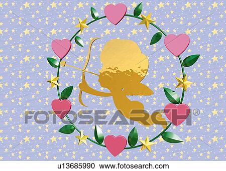 Wreath with Angel, CG, 3D, Illustration, Close Up View Large Illustration Clipart - Wreath with Angel, CG, 3D, Illustration, Close Up. Fotosearch