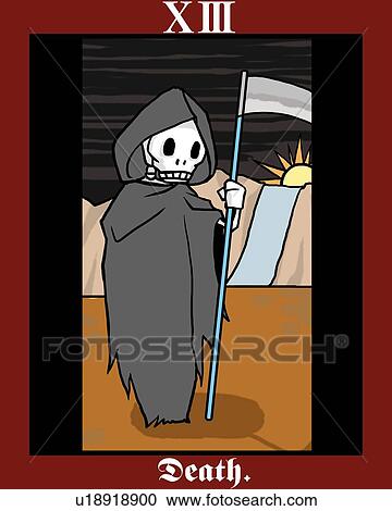 Death, tarot card, front view View Large Illustration Clipart - Death, tarot card, front view. Fotosearch