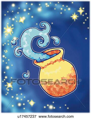Stock Illustration - Image of Astrology sign, Aquarius, front view, differential focus. Fotosearch