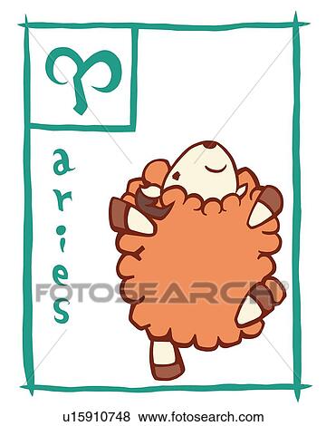 Stock Illustration - Image of Astrology sign, Aries, rear view, white background, cut out. Fotosearch