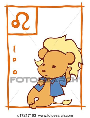 Drawing - Image of Astrology sign, Leo, front view, white background, cut out. Fotosearch
