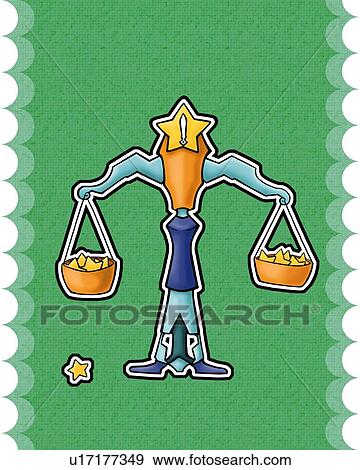 Stock Illustration - Image of Astrology sign, Libra, front view, green background, cut out. Fotosearch