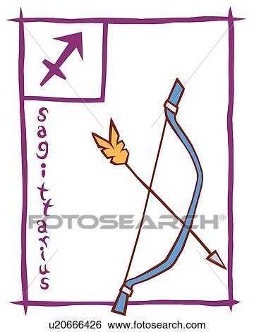 Stock Illustration - Image of Astrology sign, Sagittarius, front view, white background, cut out. Fotosearch