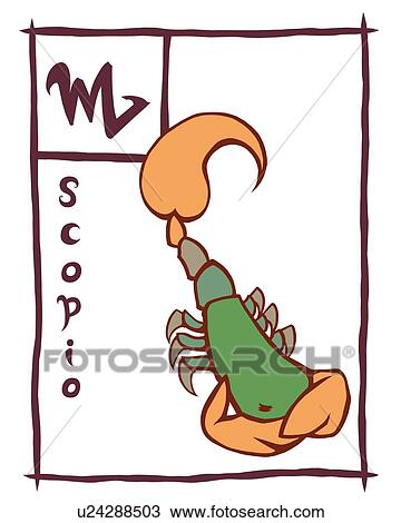 Drawing - Image of Astrology sign, Scorpius, high angle view, white background, cut out. Fotosearch
