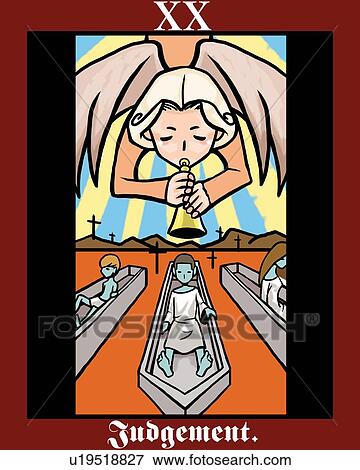 Stock Illustration - Judgement, tarot card, front view. Fotosearch