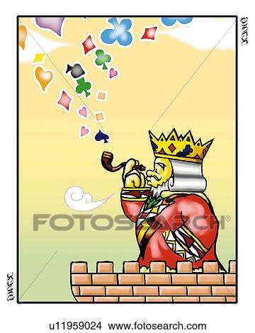 Stock Illustration - King smoking, side view. Fotosearch