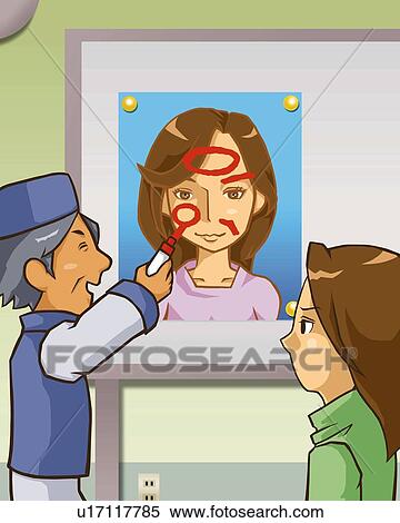 Stock Illustration - Man explaining about physiognomy, side view. Fotosearch