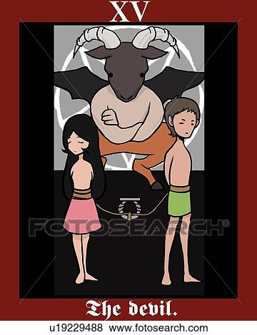 The Devil, tarot card, front view View Large Illustration Stock Illustration - The Devil, tarot card, front view. Fotosearch