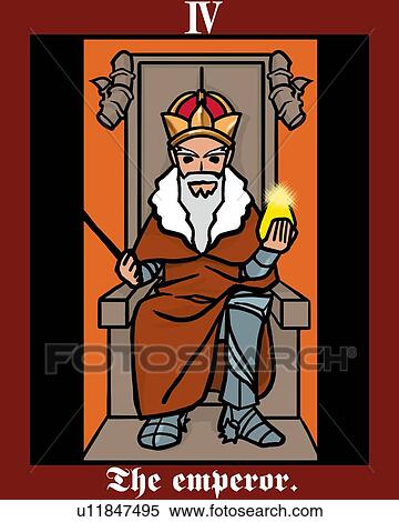 Stock Illustration - The Emperor, tarot card, front view. Fotosearch
