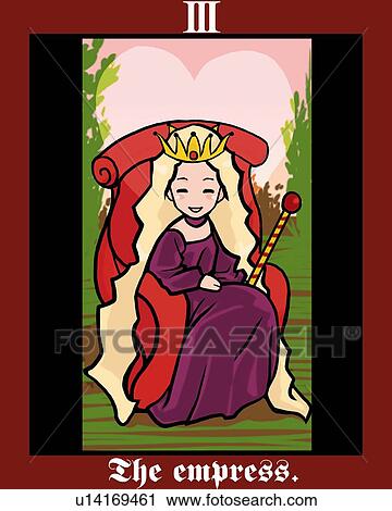 Clip Art - The Empress, tarot card, front view. Fotosearch