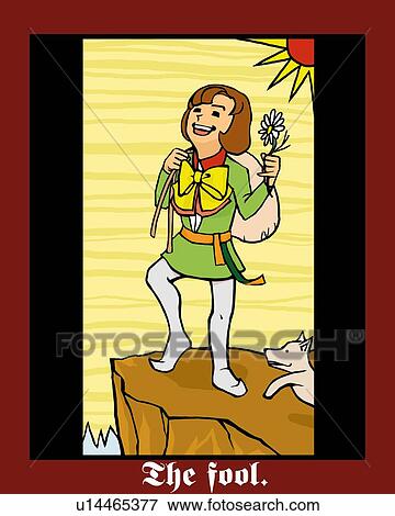 Stock Illustration - The Fool, tarot card, front view. Fotosearch