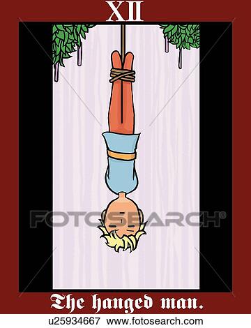 Stock Illustration - The Hanged Man, tarot card, front view. Fotosearch