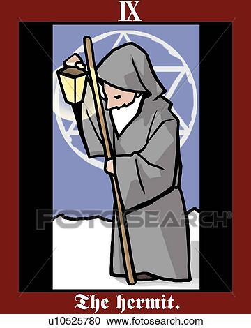 The Hermit, tarot card, side view View Large Illustration Clipart - The Hermit, tarot card, side view. Fotosearch