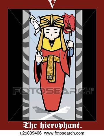 The Hierophant, tarot card, front view View Large Illustration Stock Illustration - The Hierophant, tarot card, front view. Fotosearch