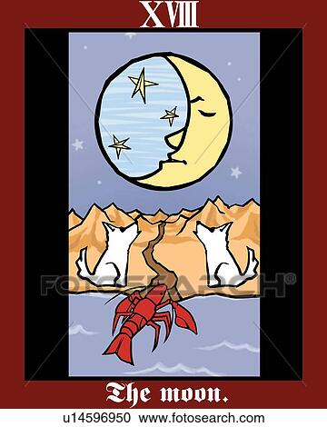 Clipart - The Moon, tarot card, front view. Fotosearch
