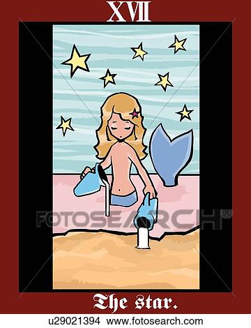 Stock Illustration - The Star, tarot card, front view. Fotosearch
