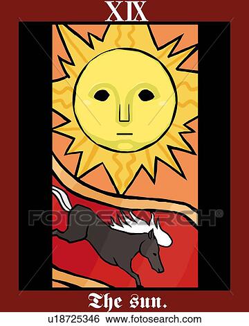 Stock Illustration - The Sun, tarot card, front view. Fotosearch