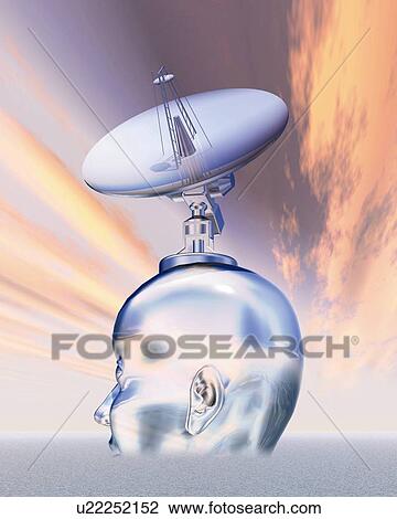 Drawing - Aerial on Head, CG, 3D, Illustration, Close Up. Fotosearch