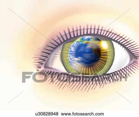Stock Illustration - An eye, CG, 3D, Illustration, Close Up. Fotosearch