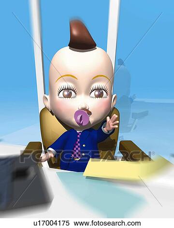 Baby Boss, CG, 3D, Illustration, Front View View Large Illustration Stock Illustration - Baby Boss, CG, 3D, Illustration, Front View. Fotosearch