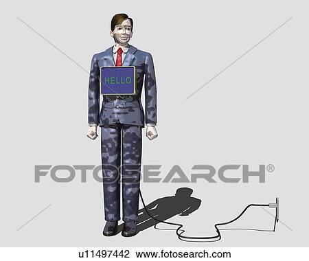 Drawing - Businessman Doll, CG, 3D, Illustration. Fotosearch
