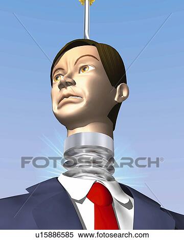 Stock Illustration - Businessman Figure, CG, 3D, Illustration, Low Angle View, Lens Flare. Fotosearch