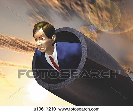 Businessman in Artillery, CG, 3D, Illustration, Low Angle View, Lens Flare View Large Illustration Clipart - Businessman in Artillery, CG, 3D, Illustration, Low Angle View, Lens Flare. Fotosearch