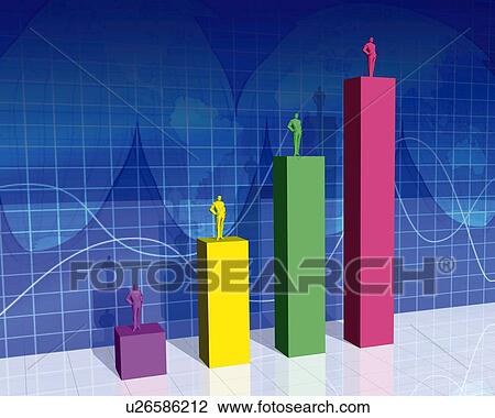 Drawing - Colorful Graph Charts, CG, 3D, Illustration. Fotosearch
