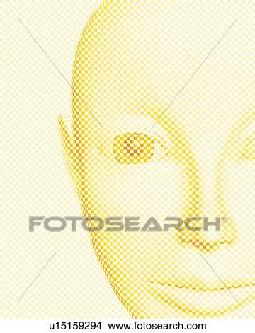 Stock Illustration - Face, CG, 3D, Illustration, Close Up. Fotosearch