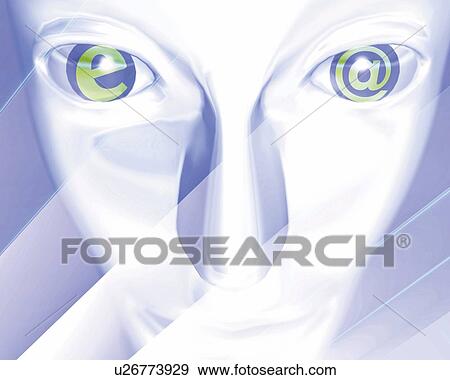 Stock Illustration - Face, CG, 3D, Illustration, Close Up. Fotosearch