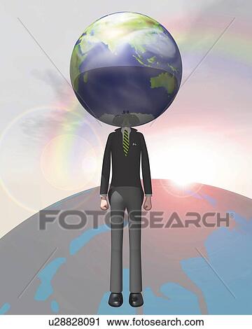 Globe with Body, CG, 3D, Illustration, Lens Flare View Large Illustration Clip Art - Globe with Body, CG, 3D, Illustration, Lens Flare. Fotosearch